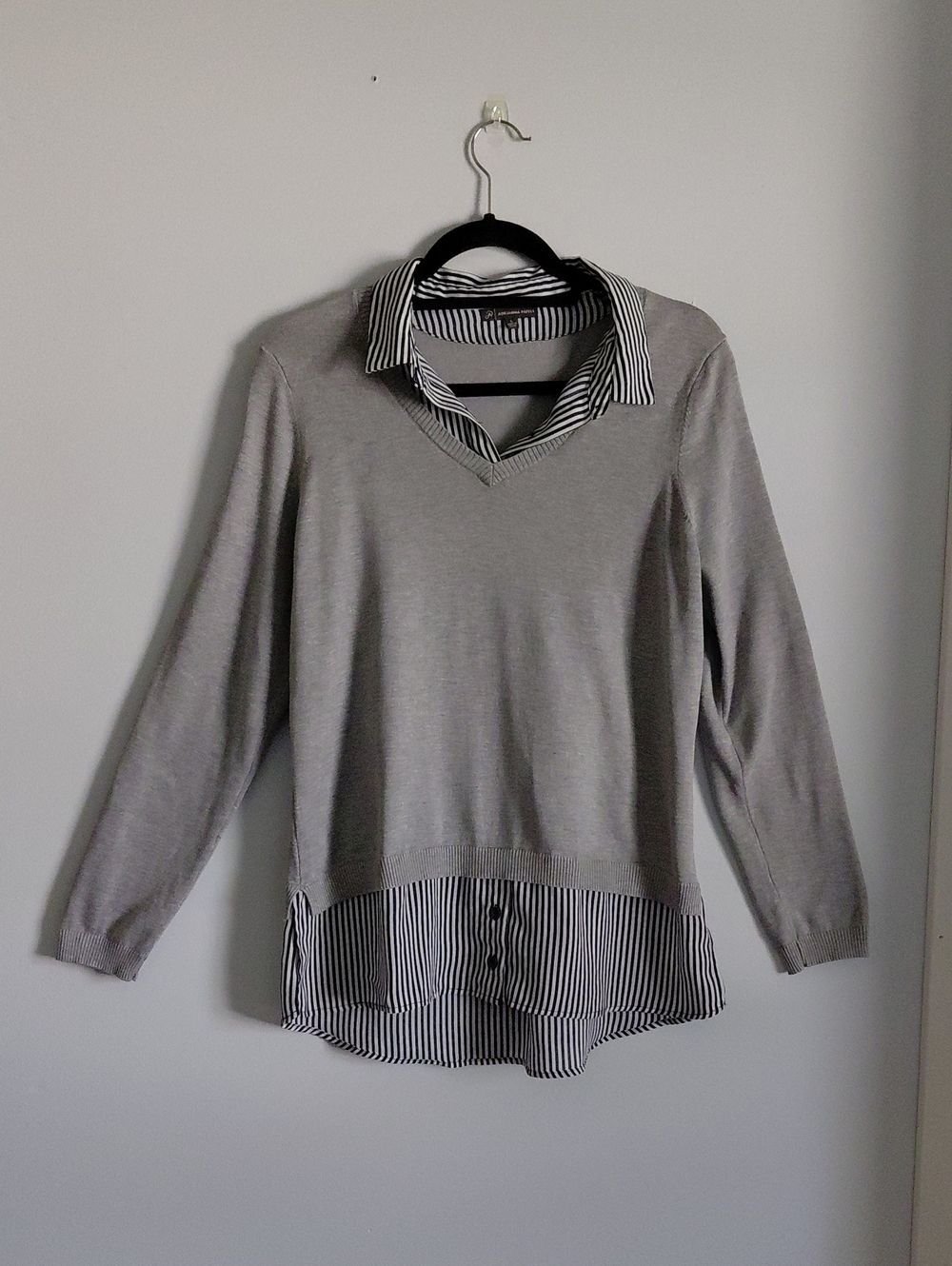 Adrianna Papell Layered Twofer Sweater Preppy Academia Old Money Capsule Wardrob
